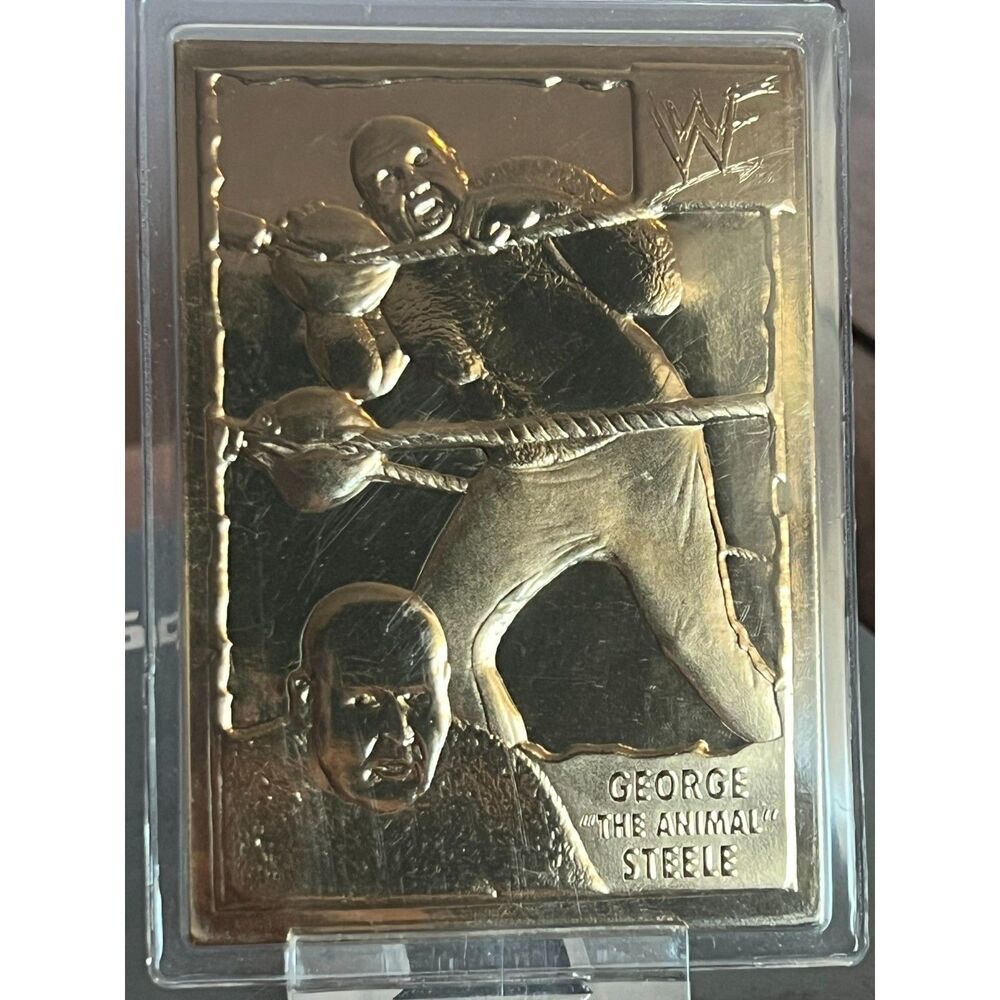 Vntg Danbury Mint 1999 WWF Wrestling 22kt gold card George The Animal Steele #29
